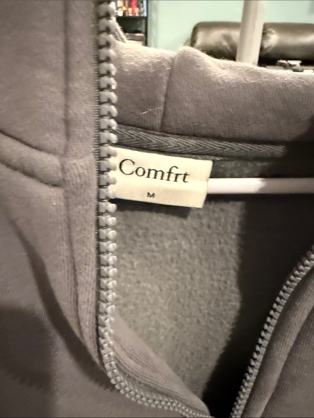 Comfrt grey zip up hoodie size M - Picture 2 of 3